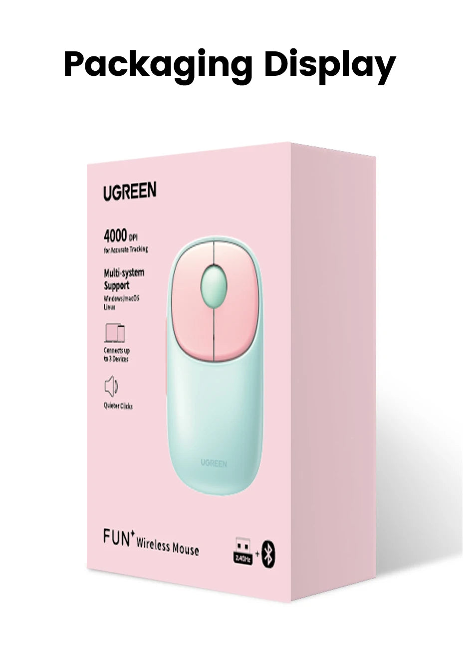 UGREEN Wireless Bluetooth Mouse – 4000 DPI, Rechargeable, Multi-Mode