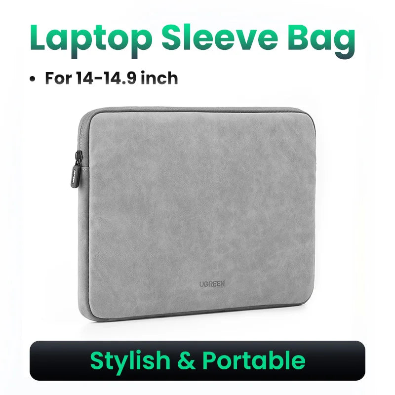 UGREEN Leather Laptop & iPad Sleeve – MacBook Pro/Air 13–14