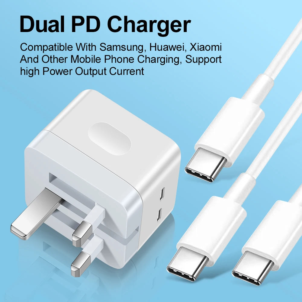 35W Dual PD Fast Charger – USB-C Wall Adapter for iPhone & Android