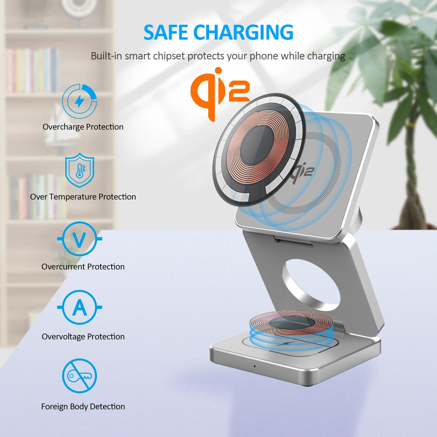 Magnetic Wireless Charger 3-in-1 – 15W Fast Charging for iPhone 17/16/15, Watch & AirPods