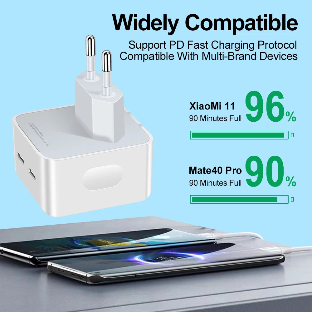35W Dual PD Fast Charger – USB-C Wall Adapter for iPhone & Android