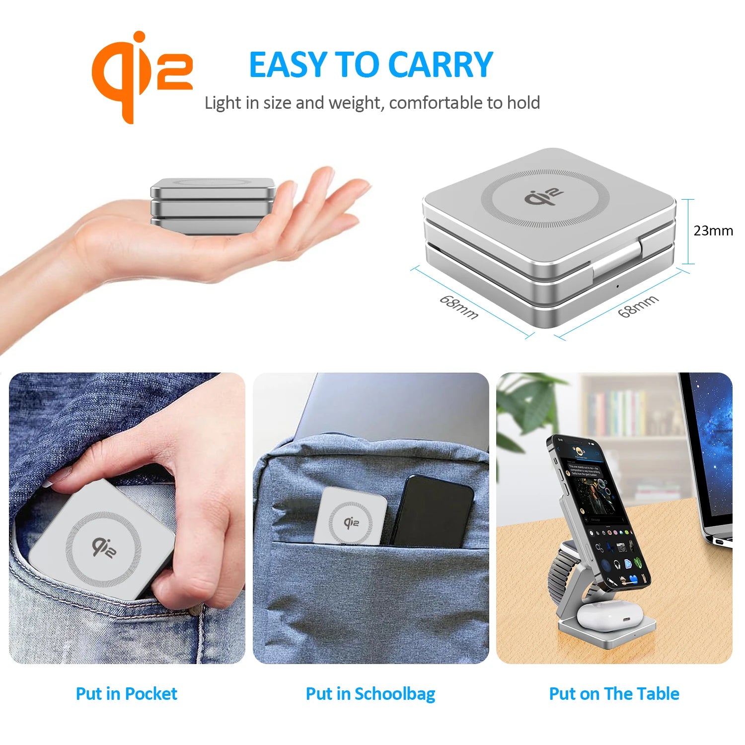 Magnetic Wireless Charger 3-in-1 – 15W Fast Charging for iPhone 17/16/15, Watch & AirPods