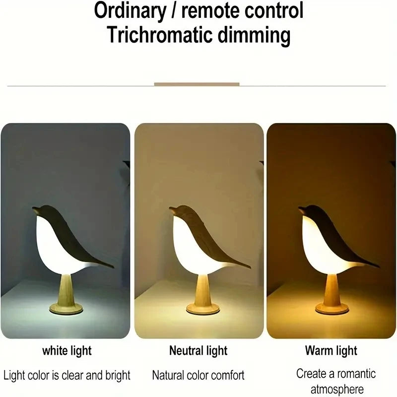 3-Color Wooden Bird Night Lamp