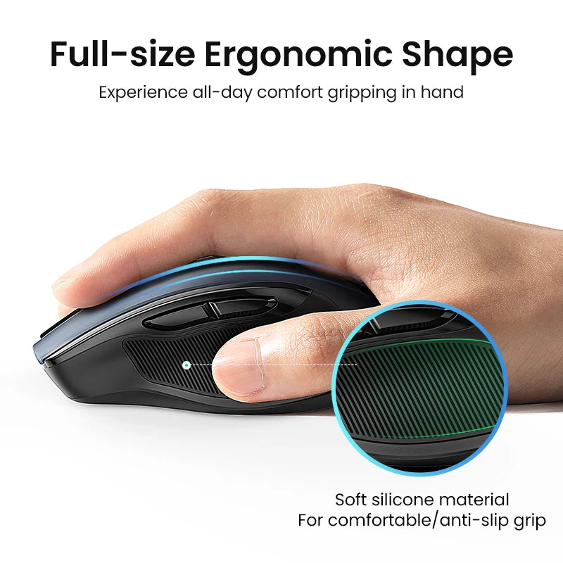 UGREEN Wireless Mouse – Ergonomic, 4000DPI, Bluetooth & 2.4G