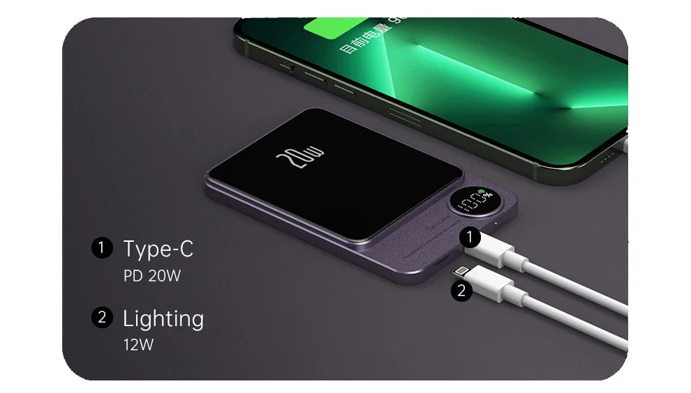 Alloy 10000mAh Power Bank – Wireless & Magnetic