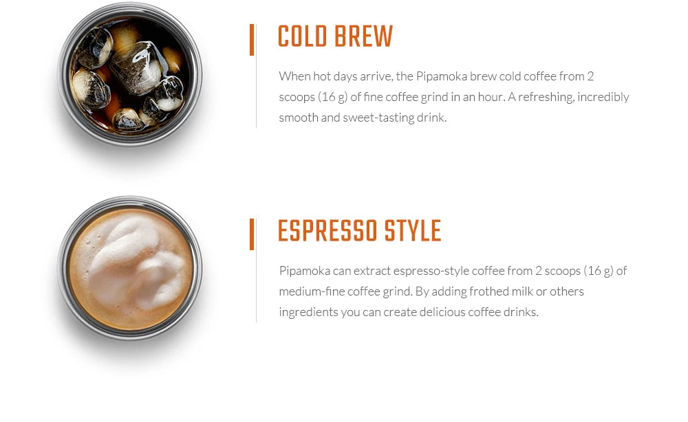 WACACO Pipamoka All-in-One Coffee Maker – Hand-Powered, Insulated & Pressure Brewer