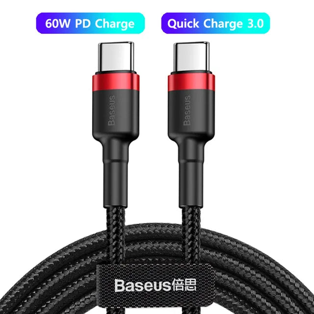 Baseus 100W USB-C to USB-C PD Fast Charging Cable – 5A for iPhone, MacBook & Samsung
