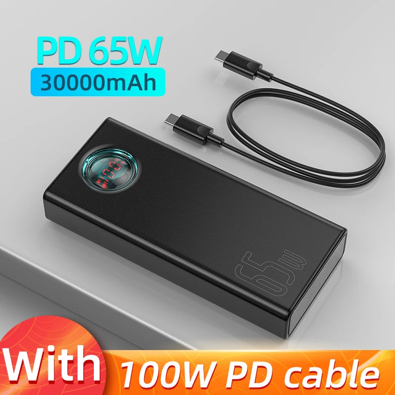 Baseus 65W 30,000mAh Power Bank – PD Quick Charging Portable Charger