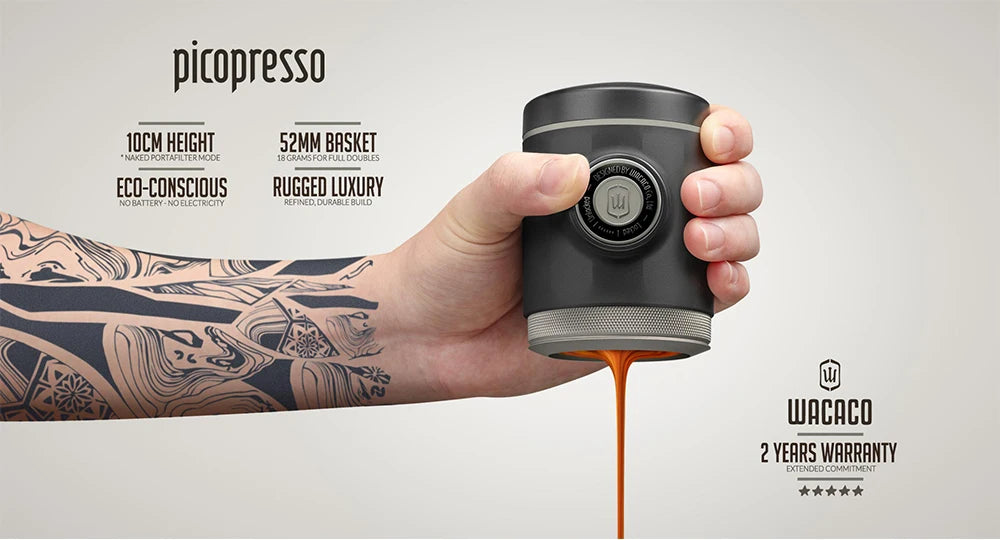 WACACO Picopresso Espresso Maker – Portable 18 Bar Travel Coffee Machine
