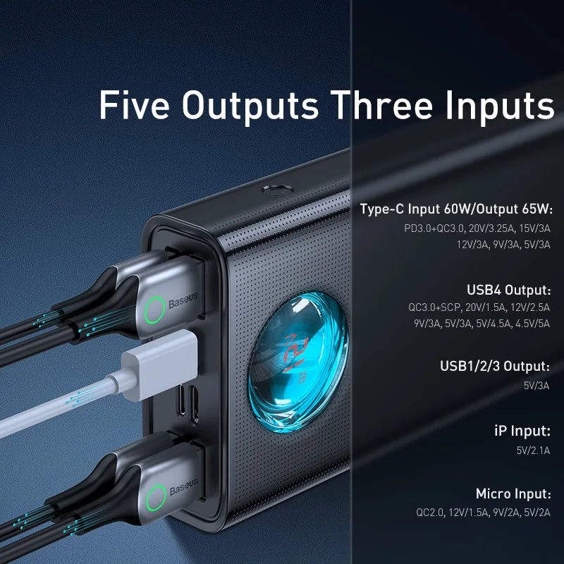 Baseus 65W 30,000mAh Power Bank – PD Quick Charging Portable Charger