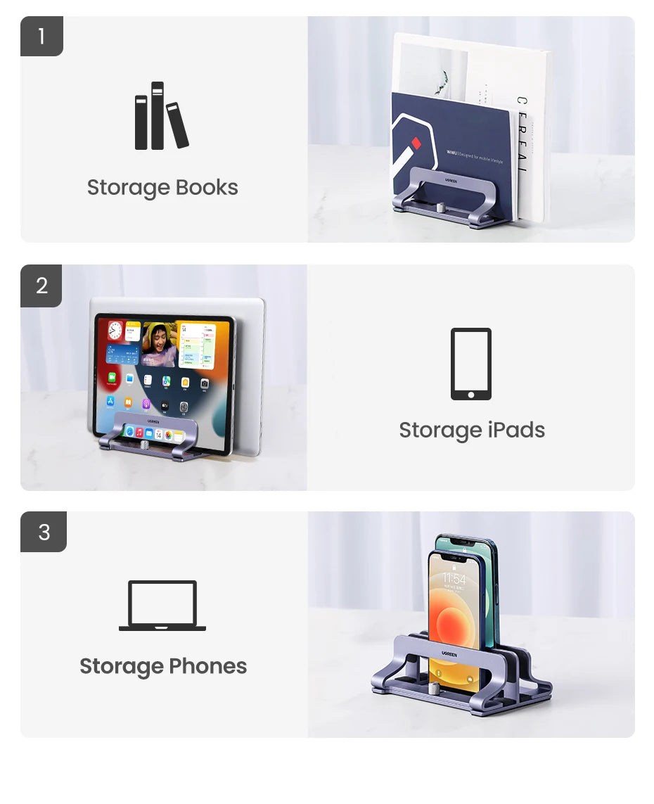 UGREEN Foldable Laptop Stand – Aluminum Vertical Holder for MacBook & PC