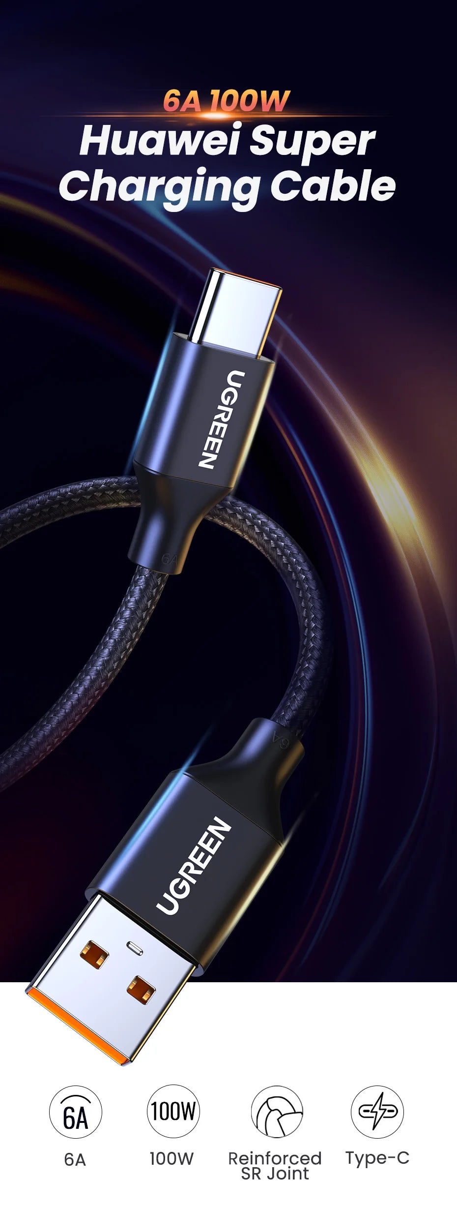UGREEN USB-C SuperCharge Cable – Quick Charge 3.0