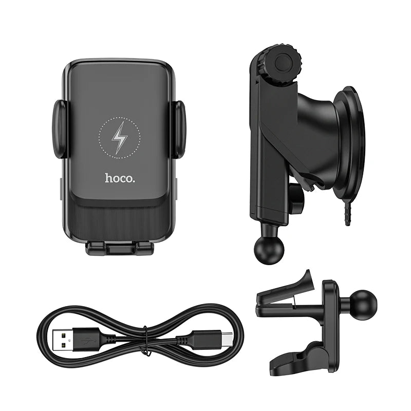 HOCO 15W Infrared Wireless Charging Holder in Car For iPhone 17 16 Pro Max Air Vent Clip Bracket Intelligent Wireless Charging