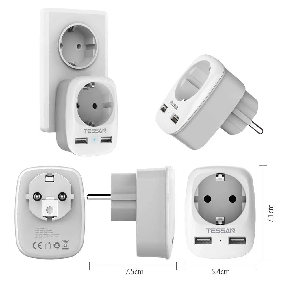 TESSAN Wall Power Strip – USB Ports & Overload Protection