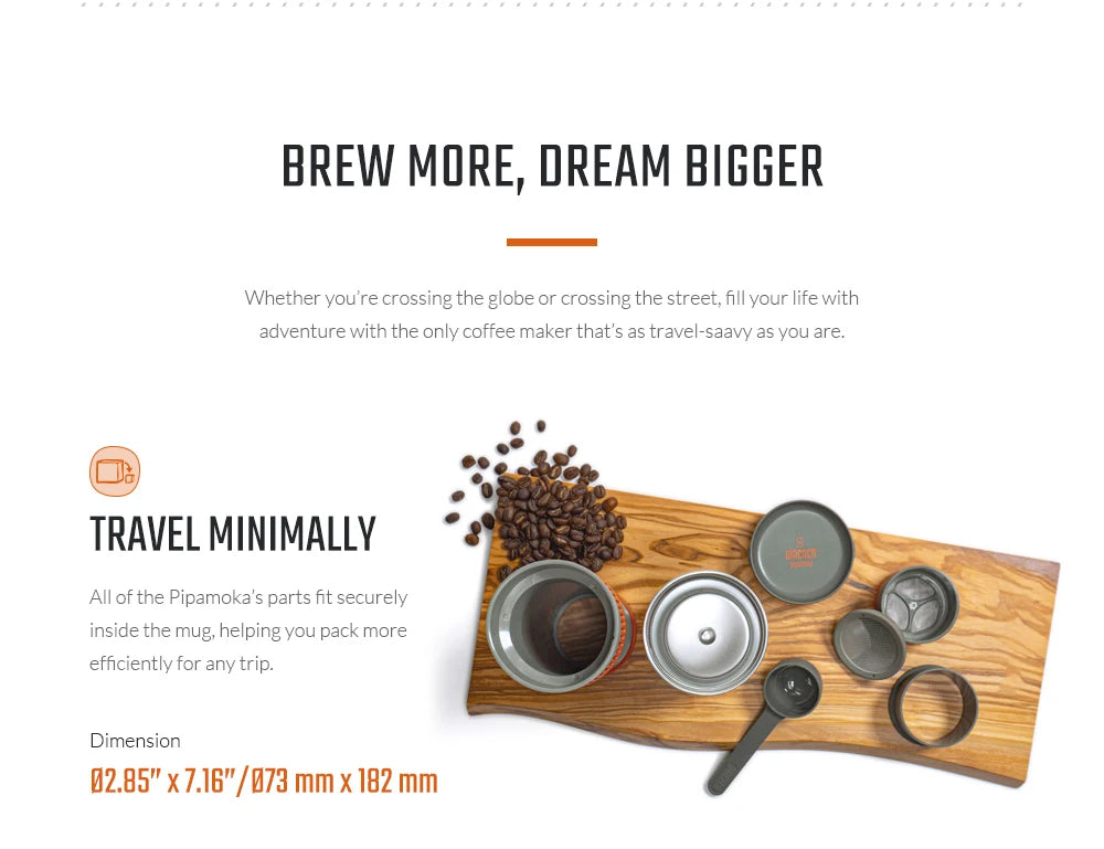 WACACO Pipamoka All-in-One Coffee Maker – Hand-Powered, Insulated & Pressure Brewer