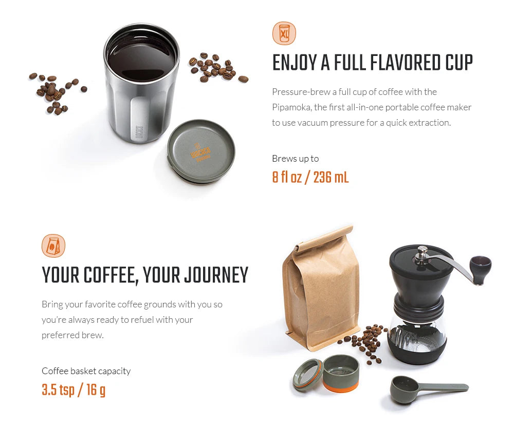 WACACO Pipamoka All-in-One Coffee Maker – Hand-Powered, Insulated & Pressure Brewer