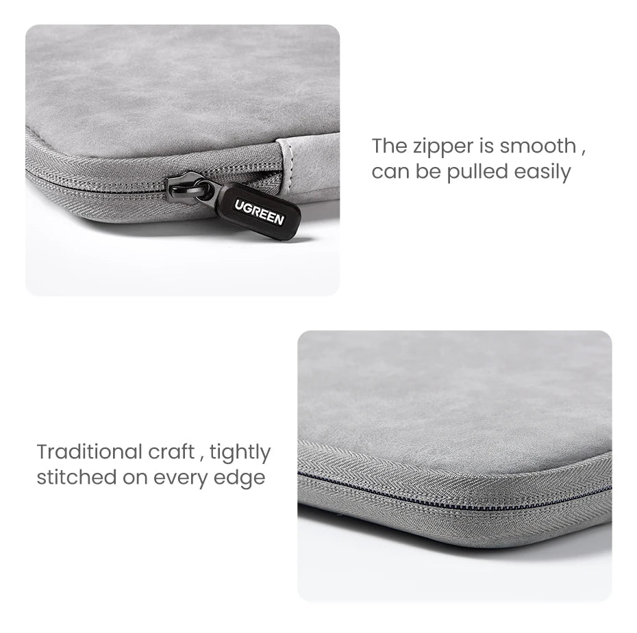 UGREEN Leather Laptop & iPad Sleeve – MacBook Pro/Air 13–14
