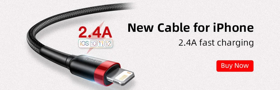 Baseus USB Cable 2.4A For iPhone Charging Cable USB Cord For iPhone 14 13 12 11 Pro Max Fast Data Charging Wire Cord