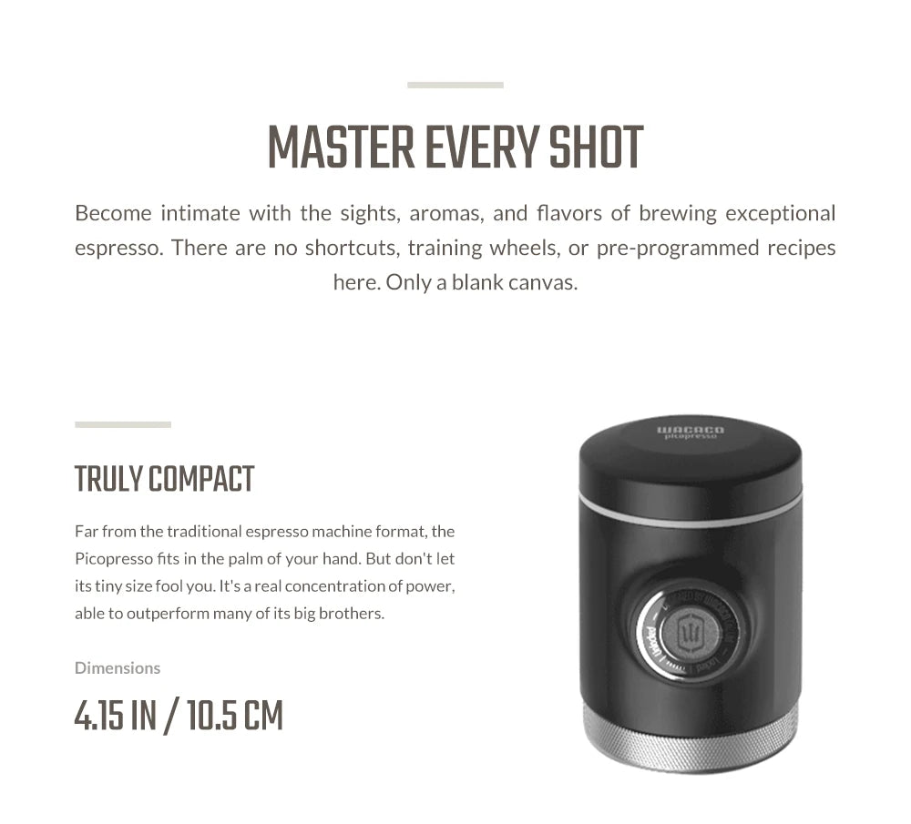 WACACO Picopresso Espresso Maker – Portable 18 Bar Travel Coffee Machine