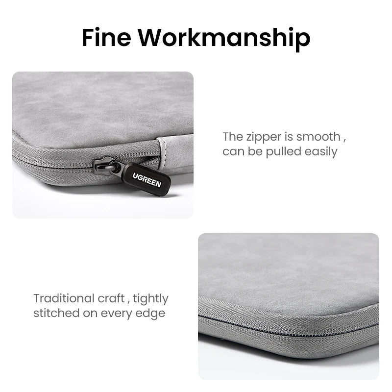 UGREEN Leather Laptop & iPad Sleeve – MacBook Pro/Air 13–14