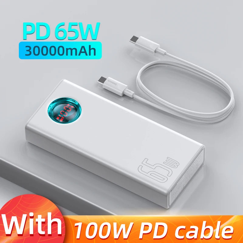 Baseus 65W 30,000mAh Power Bank – PD Quick Charging Portable Charger