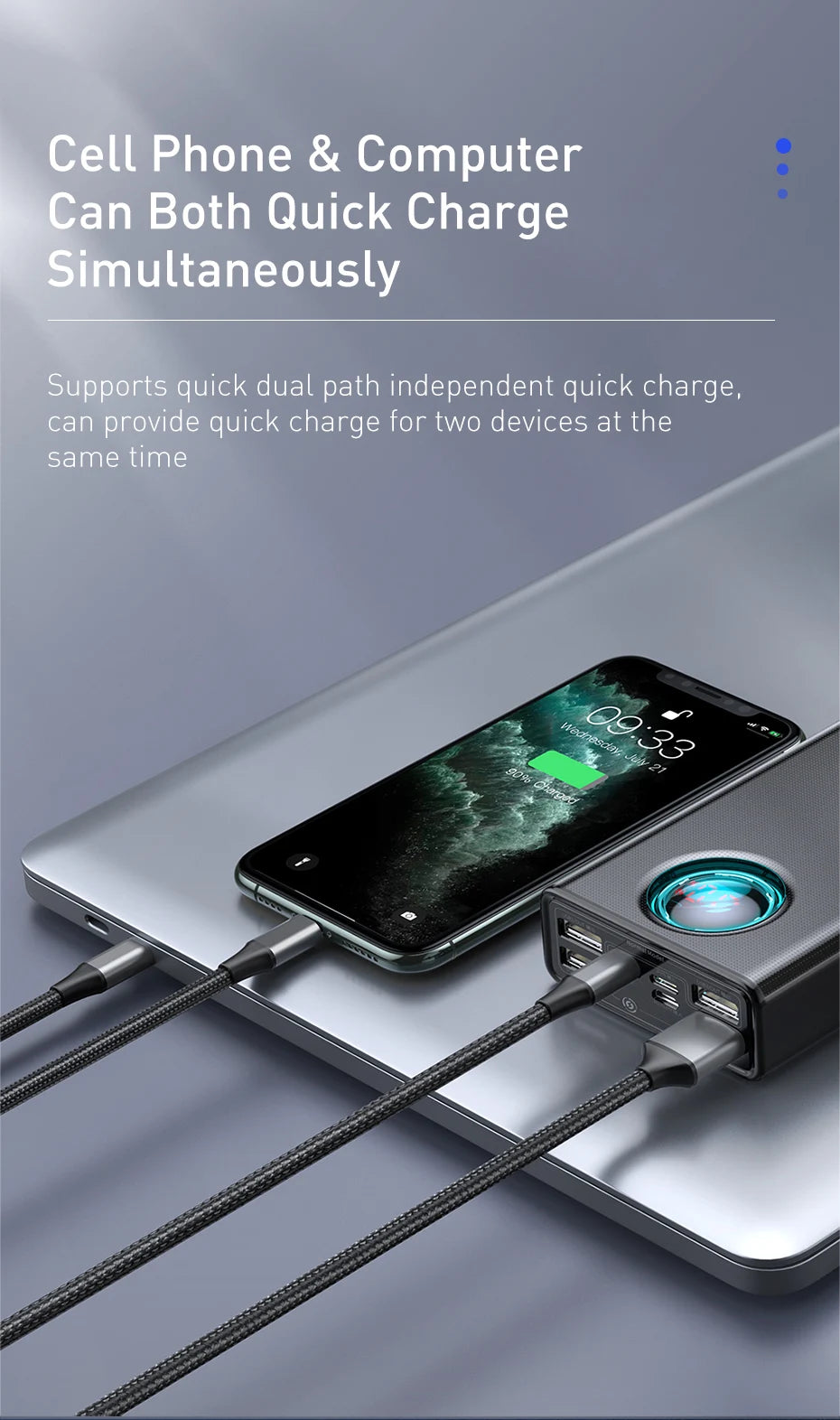 Baseus 65W 30,000mAh Power Bank – PD Quick Charging Portable Charger