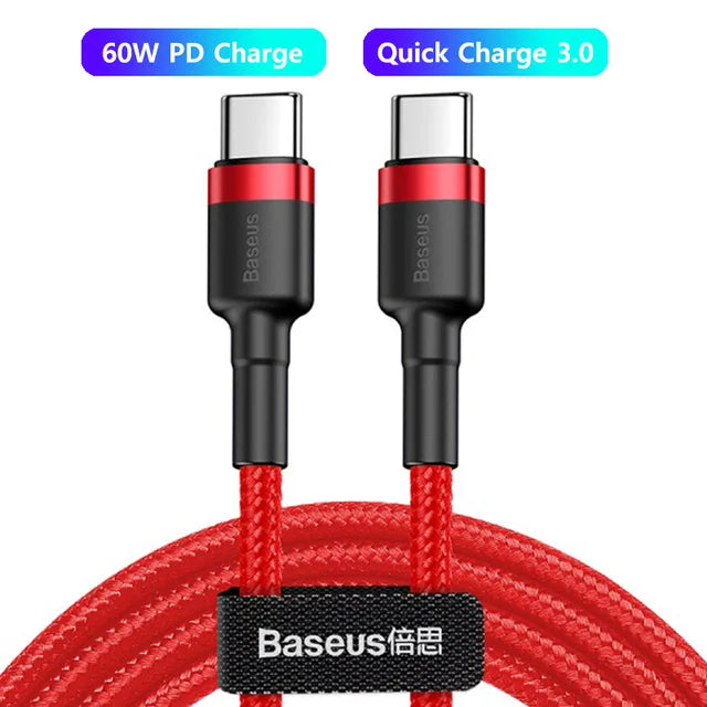 Baseus 100W USB-C to USB-C PD Fast Charging Cable – 5A for iPhone, MacBook & Samsung