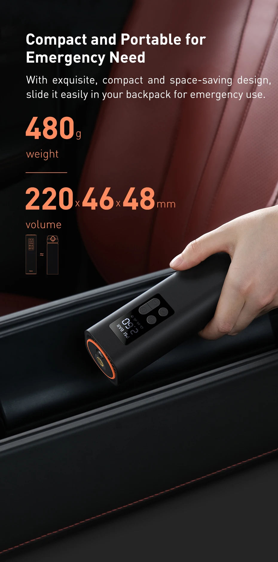 Baseus Mini Car Air Compressor 12V 150PSI Portable Car Tire Inflator Smart Digital Inflatable Pump For Car Bicycle Boat Air Pump