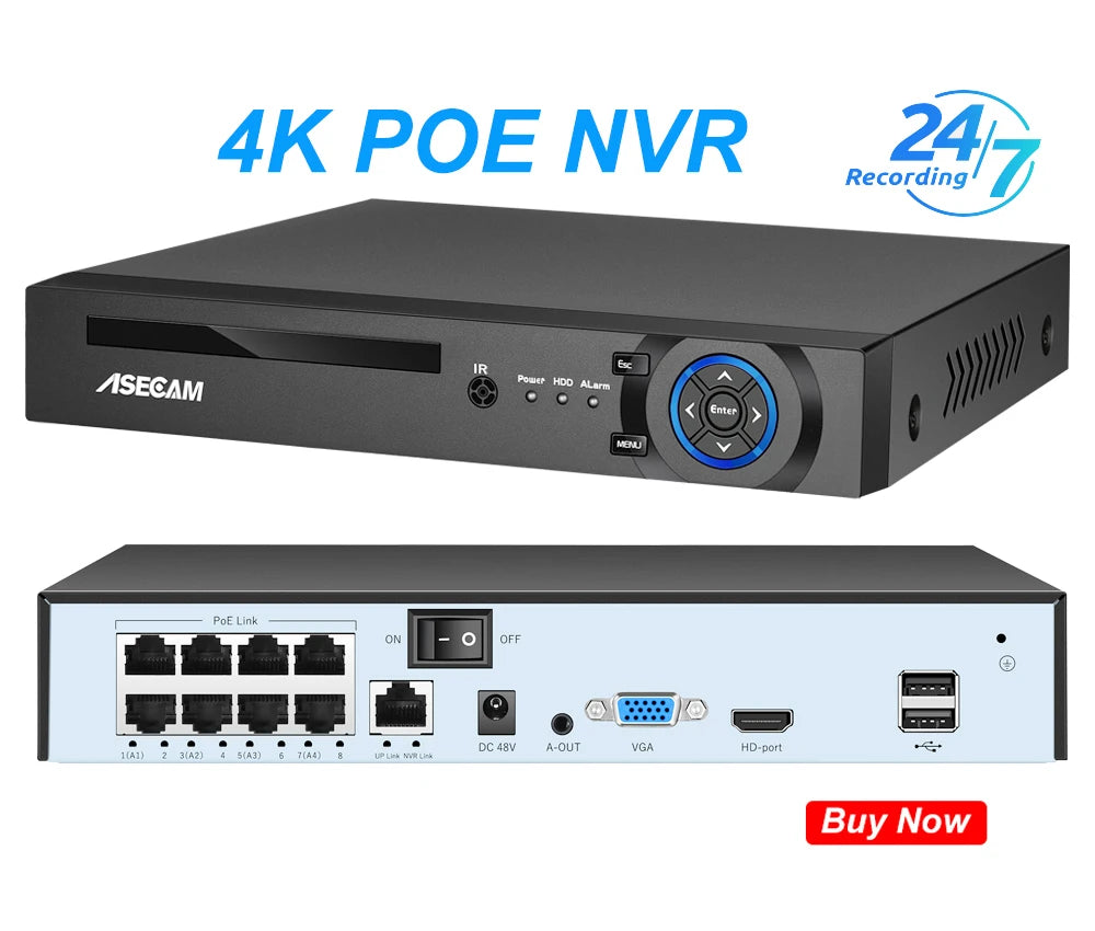 Metal Bullet Security Camera – 4K 8MP, POE, Outdoor Night Vision