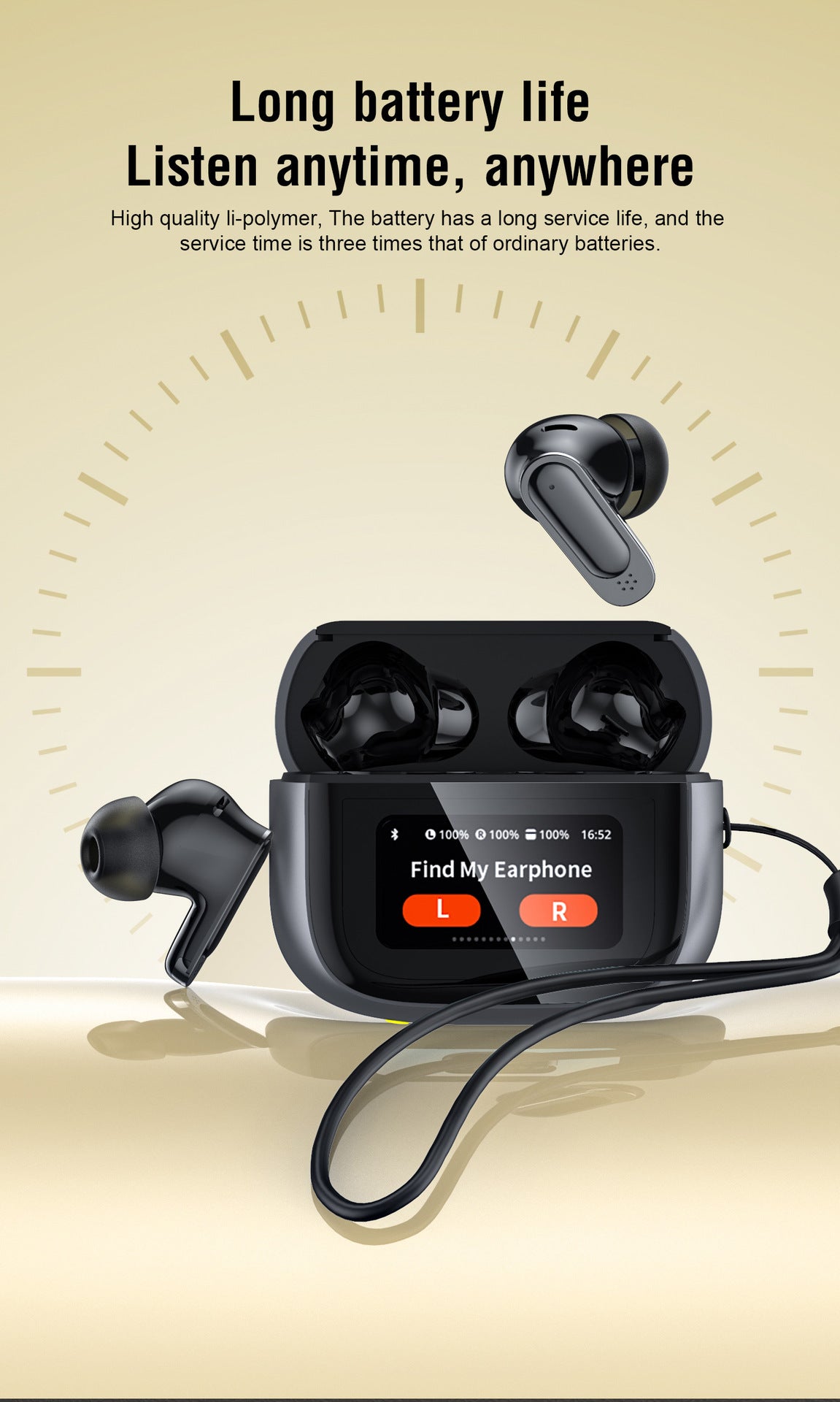 BOSECXT Ultra V11 Smart Touch Multi functional Large Screen TWS Wireless ANC Noise Cancelling Earbuds Enc Heavy Bass Earbuds