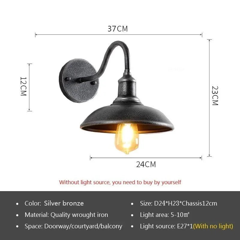 Retro LED Outdoor Wall Lamp – Waterproof, E27 Bulb Compatible