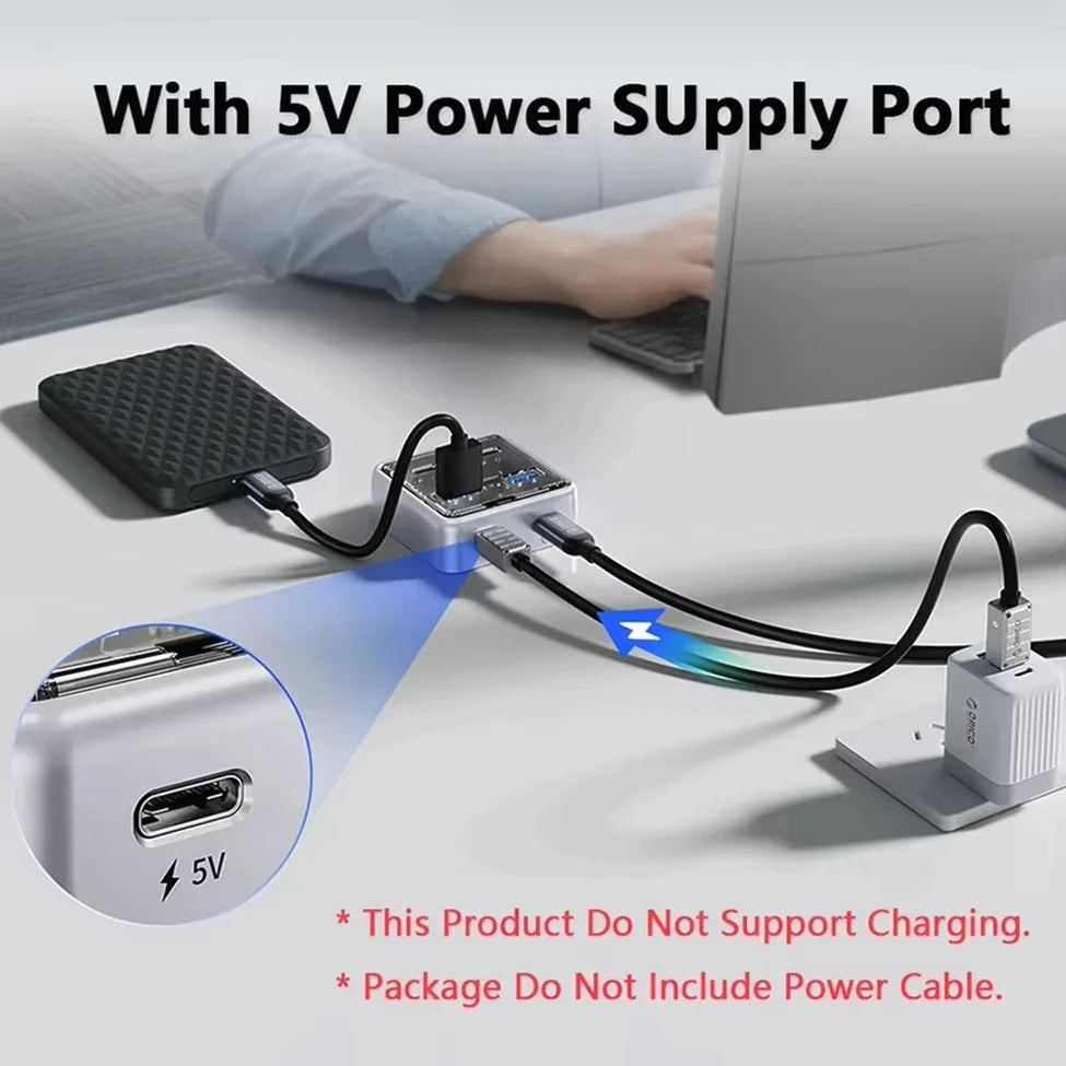 ORICO 10Gbps USB 3.2 Hub – 4-Port High-Speed Type-C Docking Station