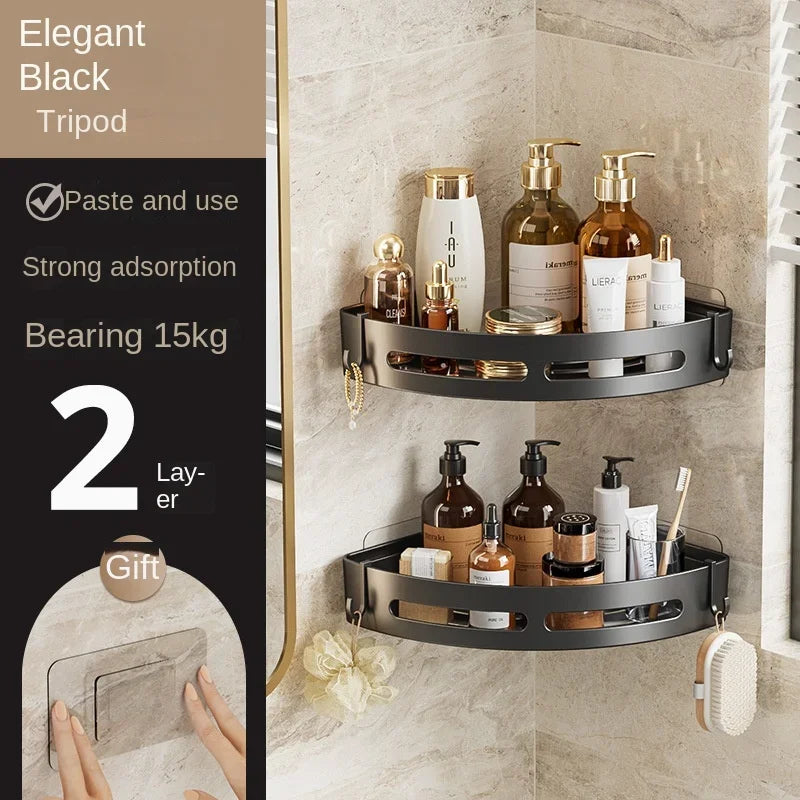 No-Drill Bathroom Shelf – Wall Corner Organizer for Shower & Storage