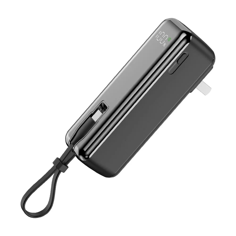 5000mAh Mini Power Bank – 20W Fast Charging with Cable