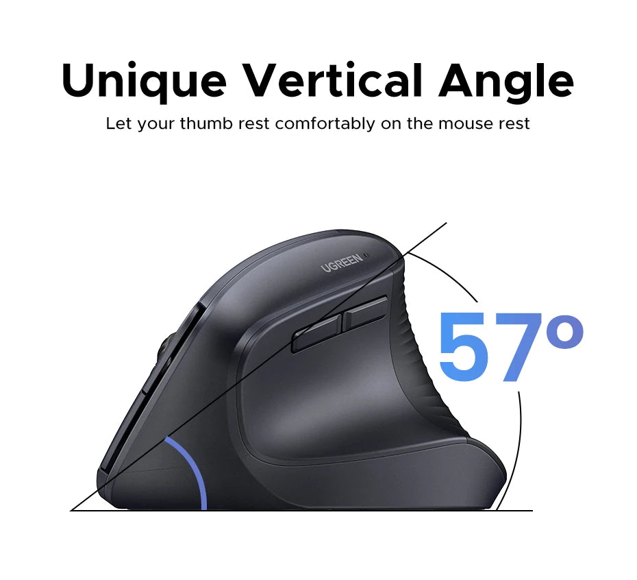 UGREEN Vertical Wireless Mouse – Ergonomic 2.4G, 4000DPI, 6 Silent Buttons