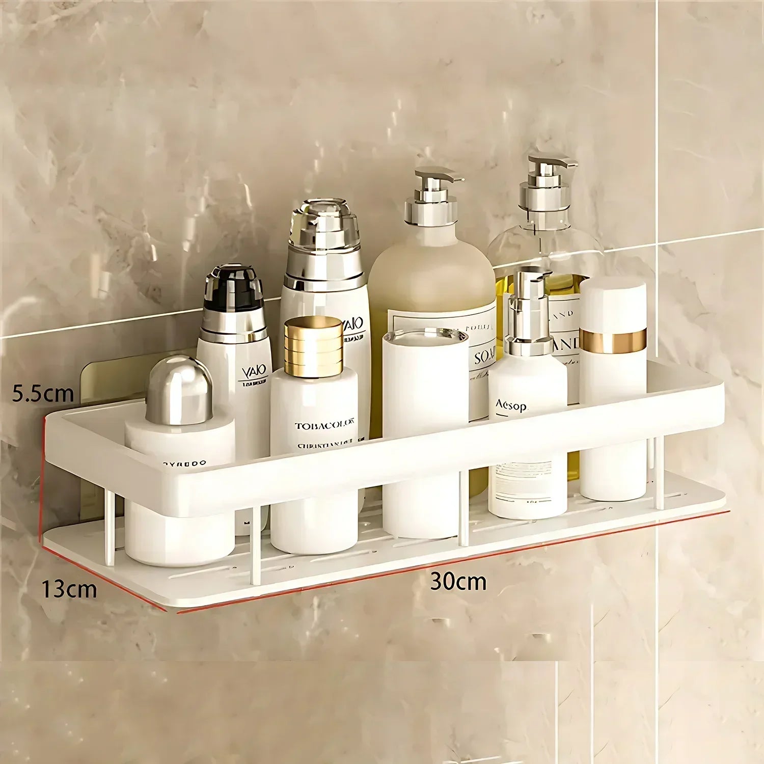 Aluminum No-Drill Shelf – Bathroom & Kitchen Wall Storage Organizer