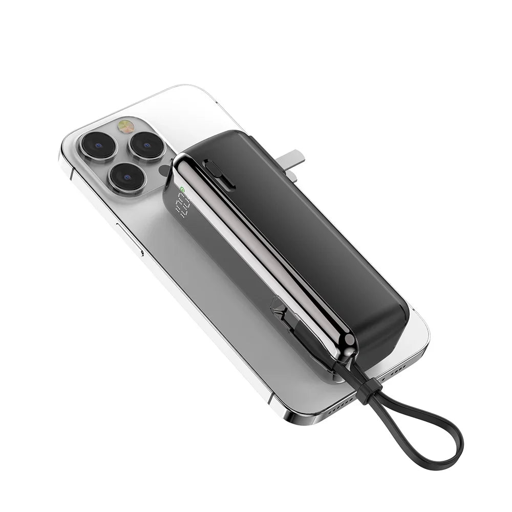 5000mAh Mini Power Bank – 20W Fast Charging with Cable