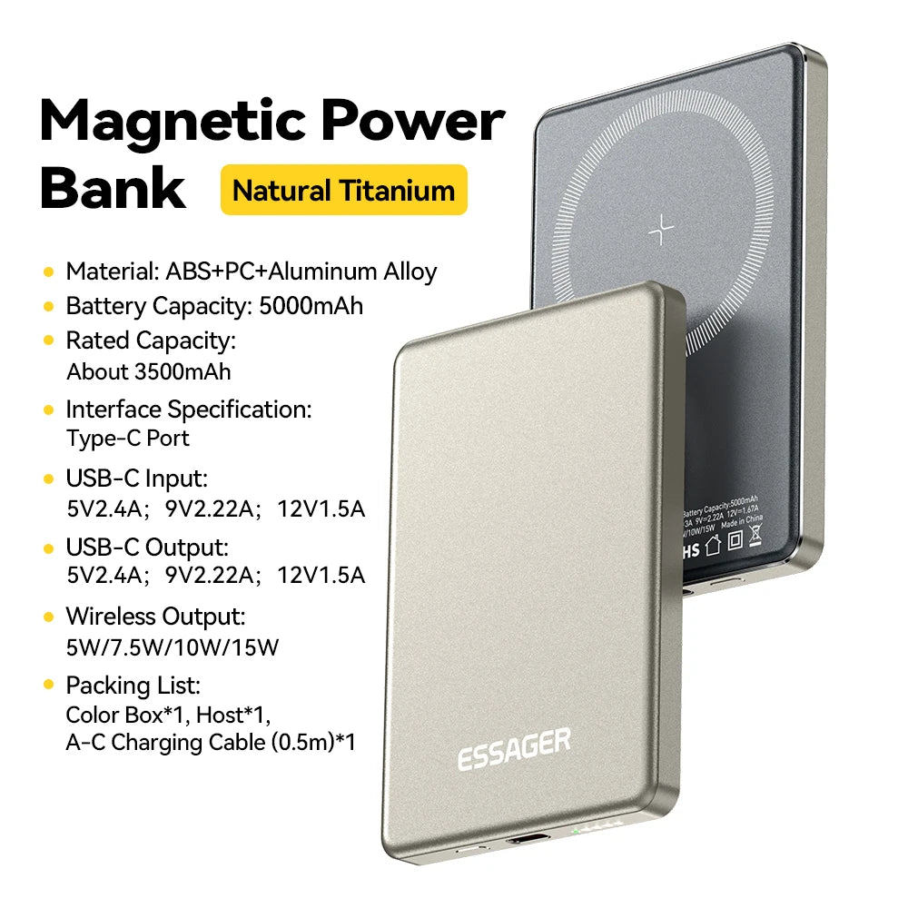 5000mAh Slim MagSafe Power Bank – Essager 20W