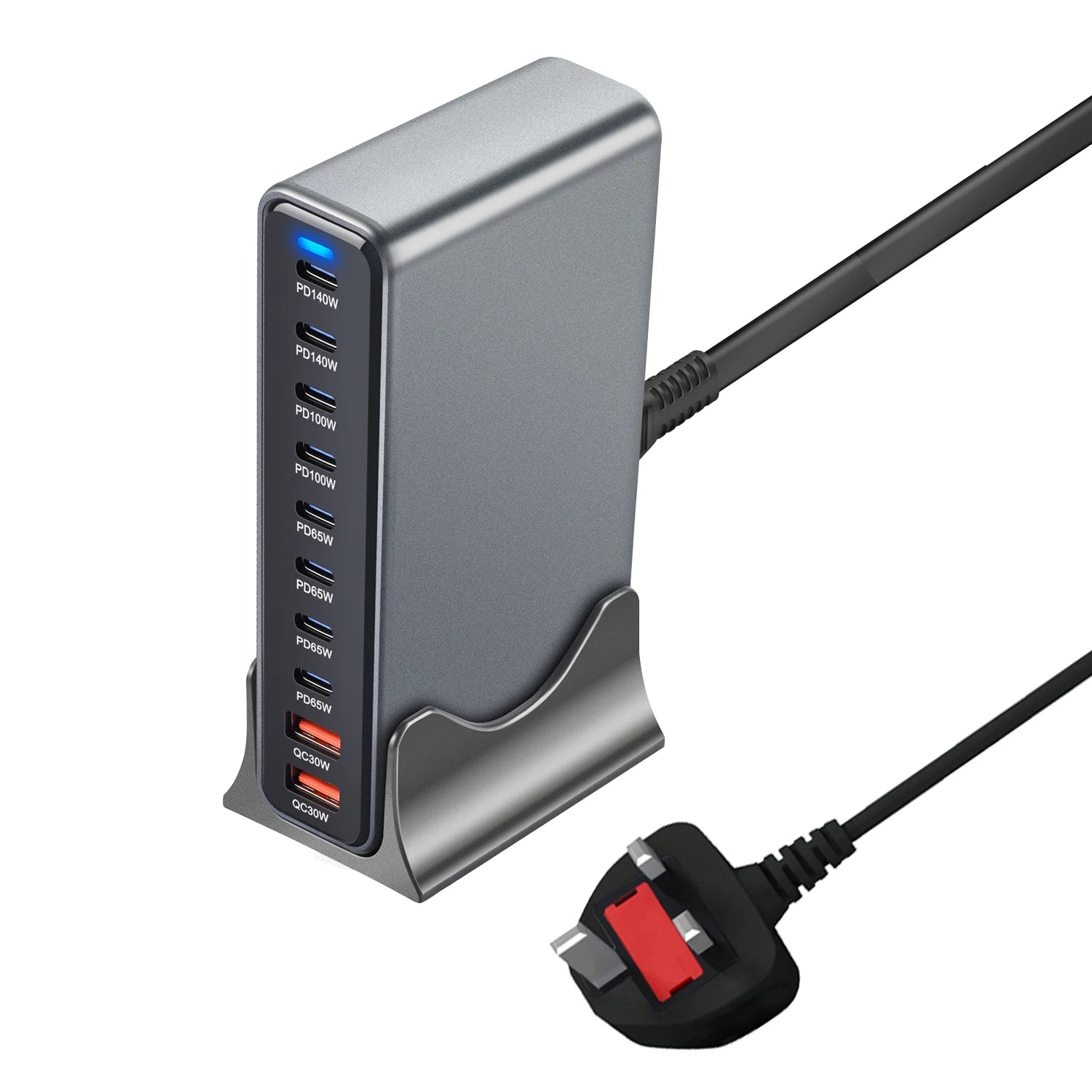 800W GaN 10-Port USB-C Fast Desktop Charger – PD3.1 for iPhone, Samsung & Laptop