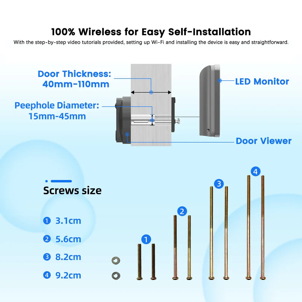 3MP Smart WiFi Doorbell Camera – PIR Motion & 5000mAh Battery