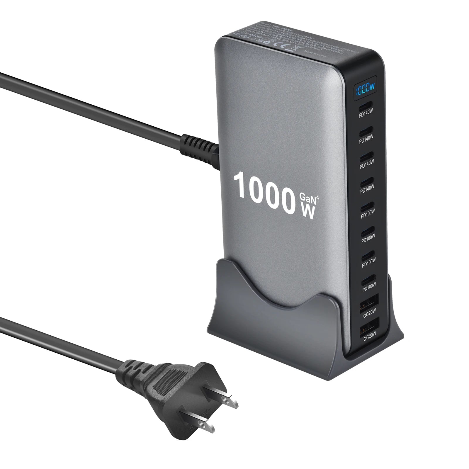 800W GaN 10-Port USB-C Fast Desktop Charger – PD3.1 for iPhone, Samsung & Laptop