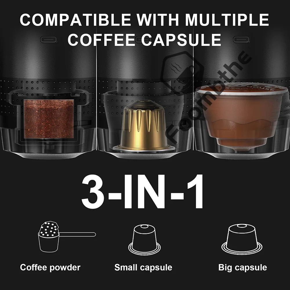 Wireless Portable Espresso Maker – 3-in-1 Coffee Machine for Travel & Camping