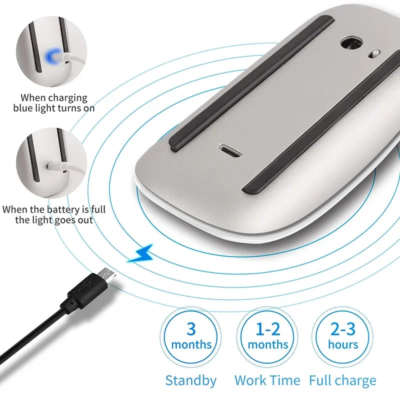 Lenovo Rechargeable Bluetooth Mouse – Silent, Surface Touch, For Laptop & Mac