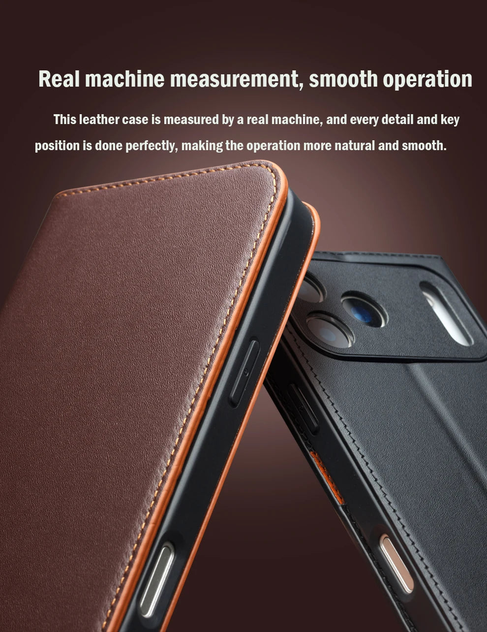 QIALINO Genuine Leather Wallet Case for iPhone 17 Pro Max – Handmade Flip Cover with Card Slots