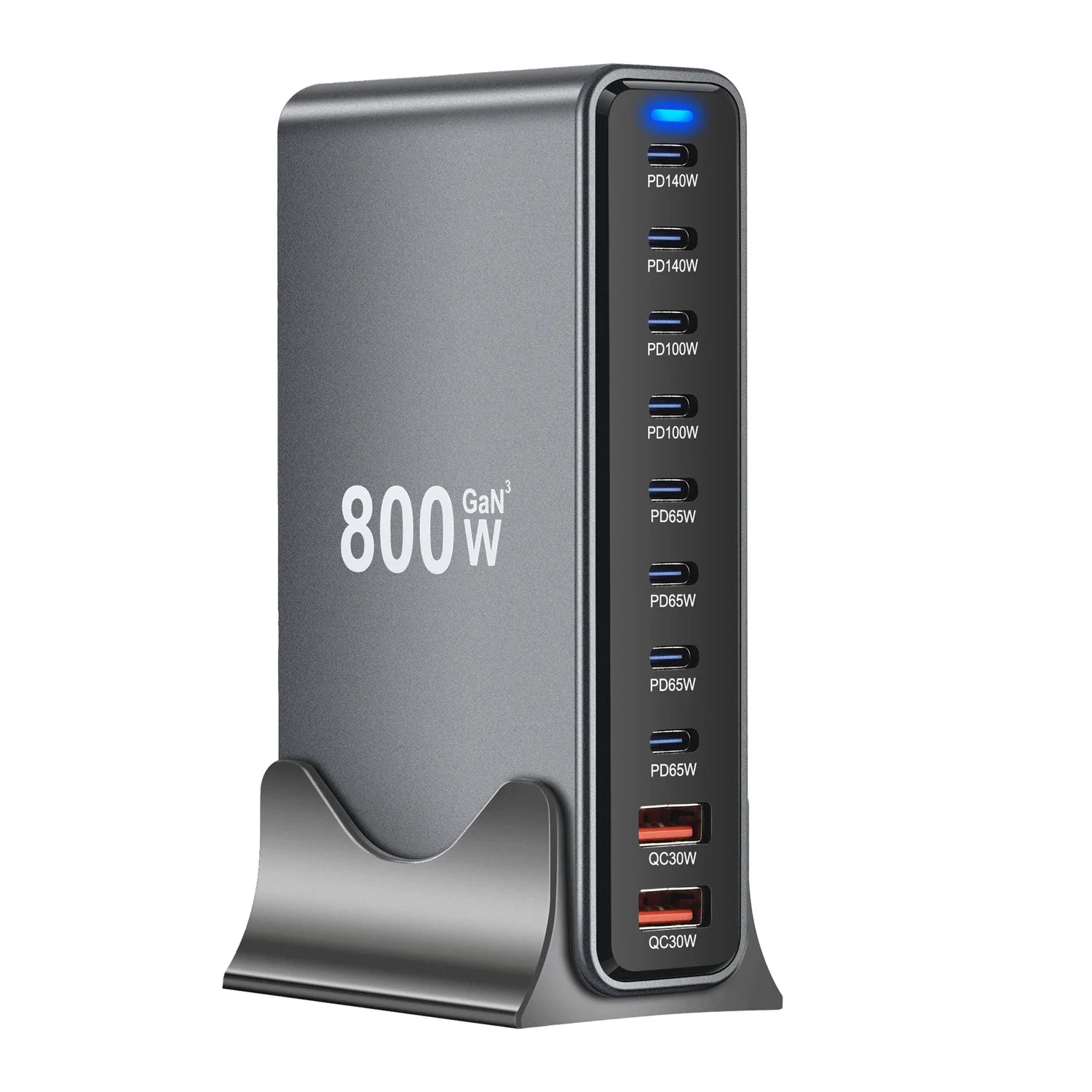 800W GaN 10-Port USB-C Fast Desktop Charger – PD3.1 for iPhone, Samsung & Laptop