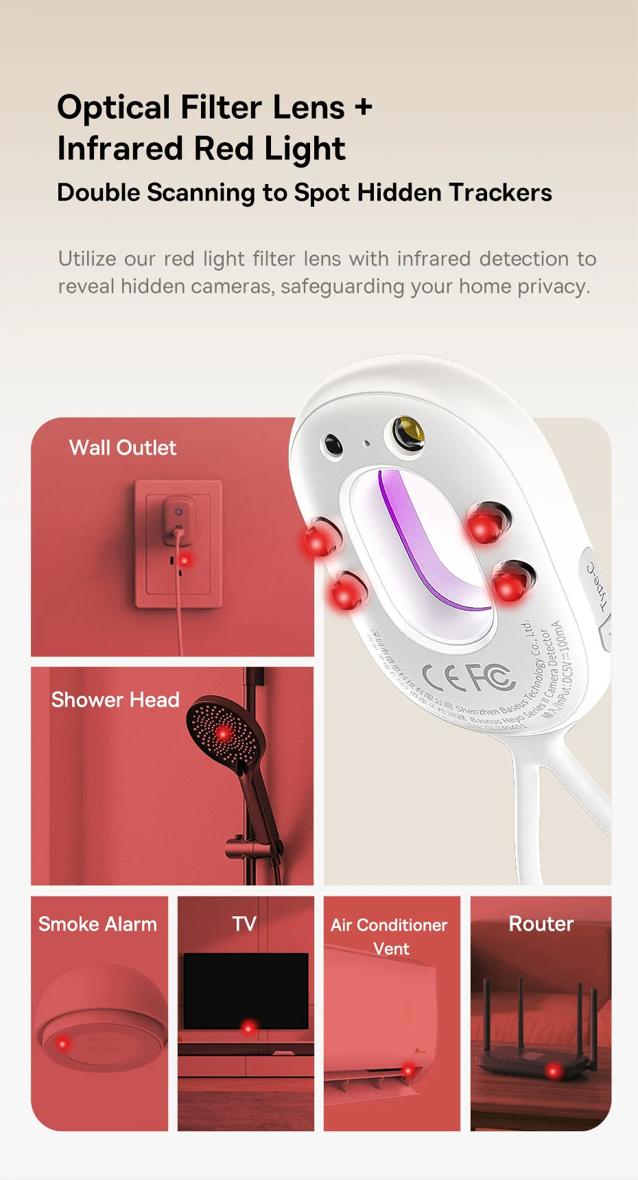 Baseus Anti-Spy Hidden Camera Detector
