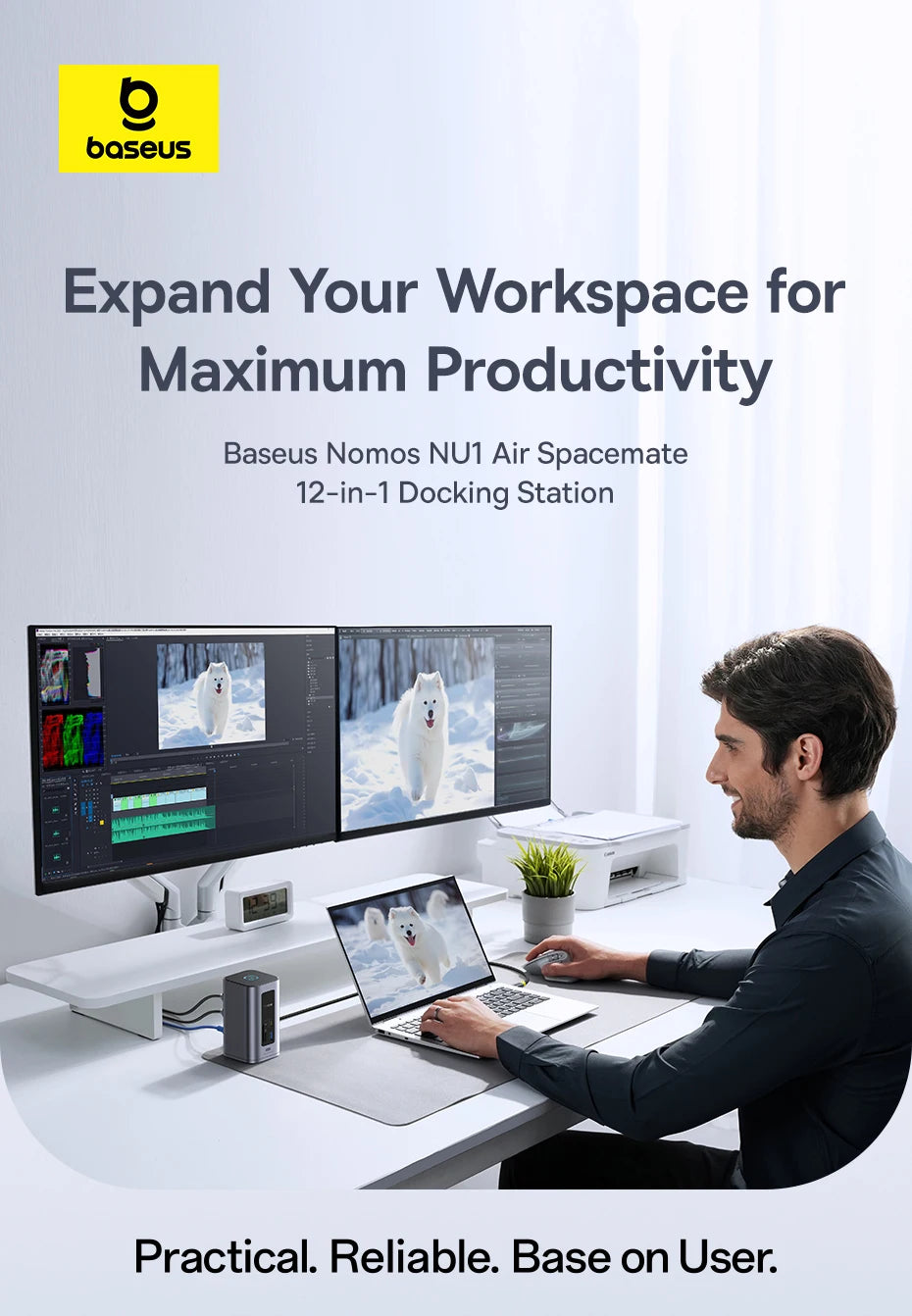 Baseus 12-in-1 USB-C Hub – HDMI 4K & PD 100W