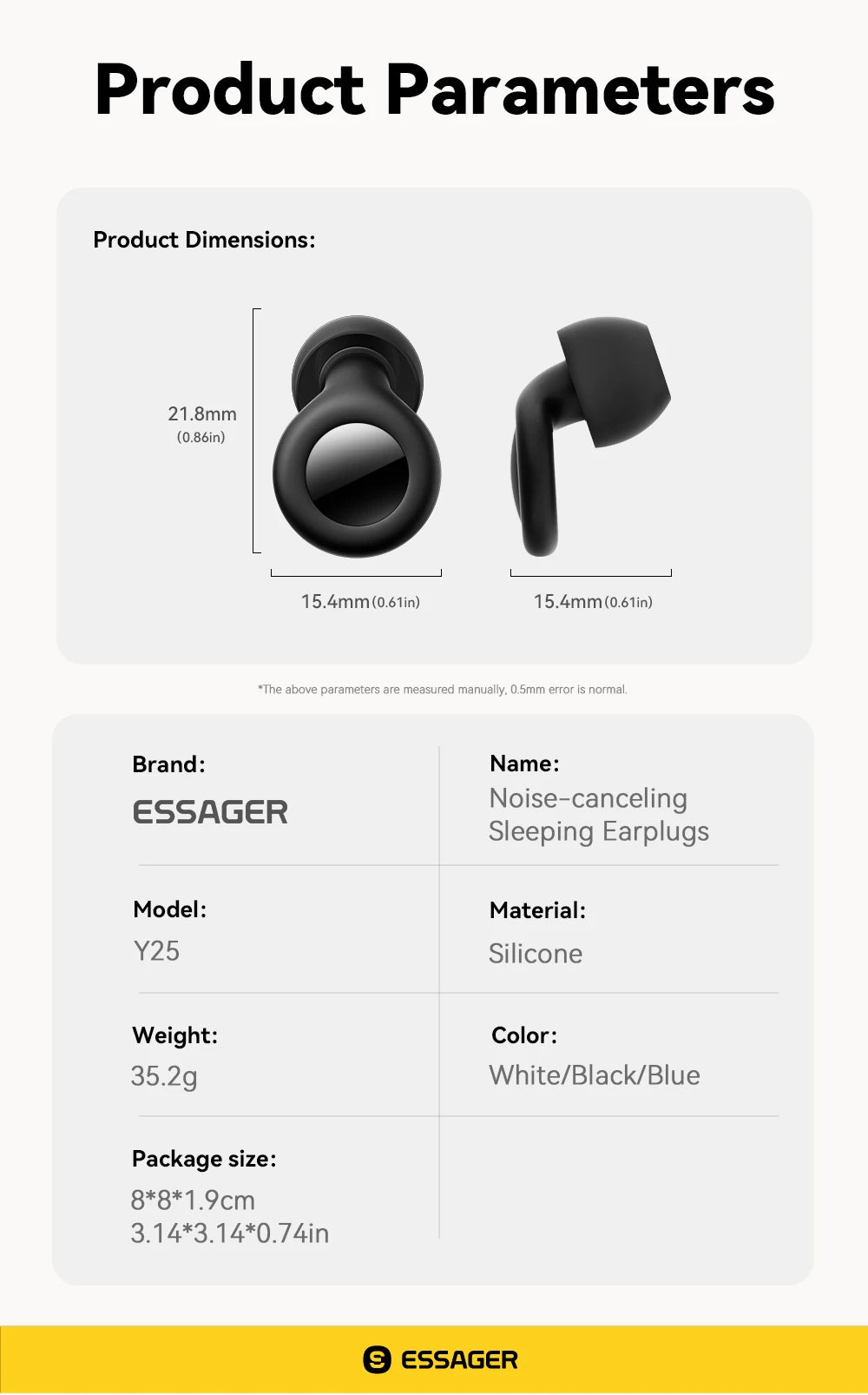 Essager Ear Plugs for Sleeping 49dB Noise Cancellin Reusable Silicone Earplug Hearing Protection for Concert Sleep Noise EarPlug