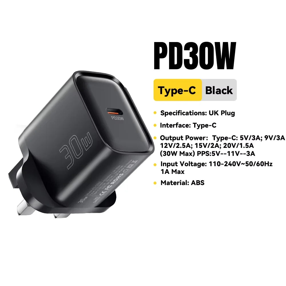 Essager 30W Type-C Charger PD 3.0 USB C Charger For iPhone 16 15 14 Pro Samsung Huawei  Xiaomi Tablet iPad Air Pro Phone Charger
