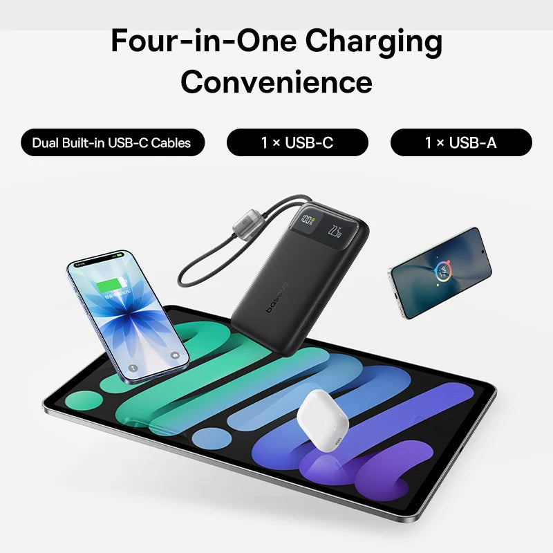 Baseus 10,000mAh Power Bank – 22.5W Fast Charge, Dual USB-C